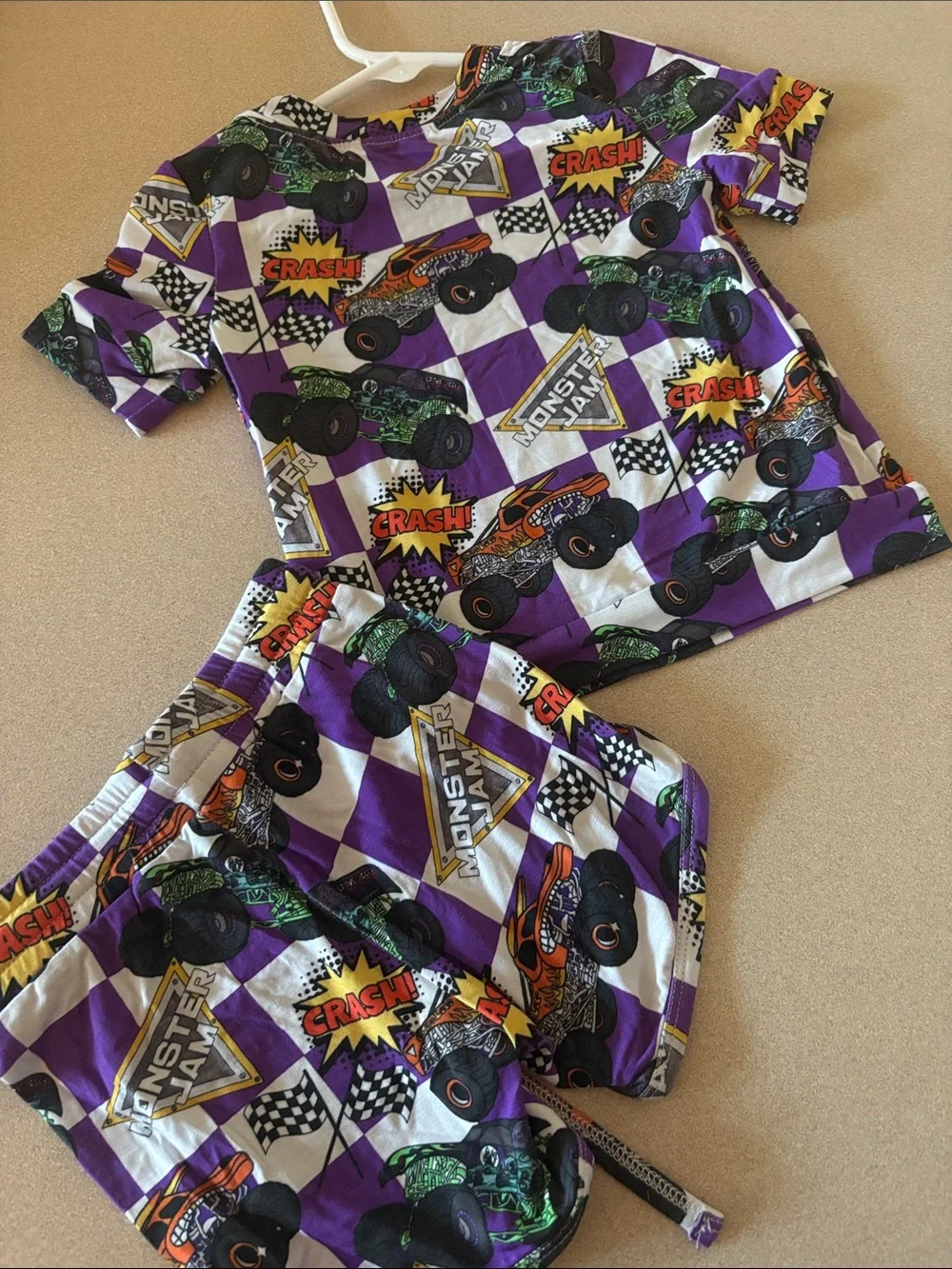 Purple Checkered Monster Jam Bamboo Pajamas